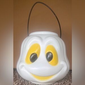 Vintage Halloween Candy Pail Bucket Blow Mold General Foam Plastics Ghost